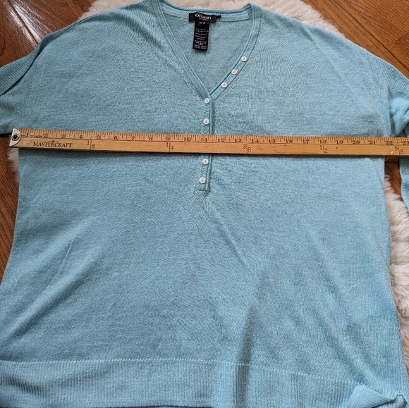 Olsen linen blend knit lightweight sweater m/10 blue - Picture 8 of 9